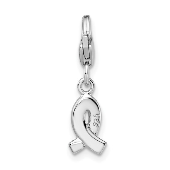 Sterling Silver Crystals Cancer Awareness Ribbon Bracelet Charm Lobster Clasp - Picture 3 of 4